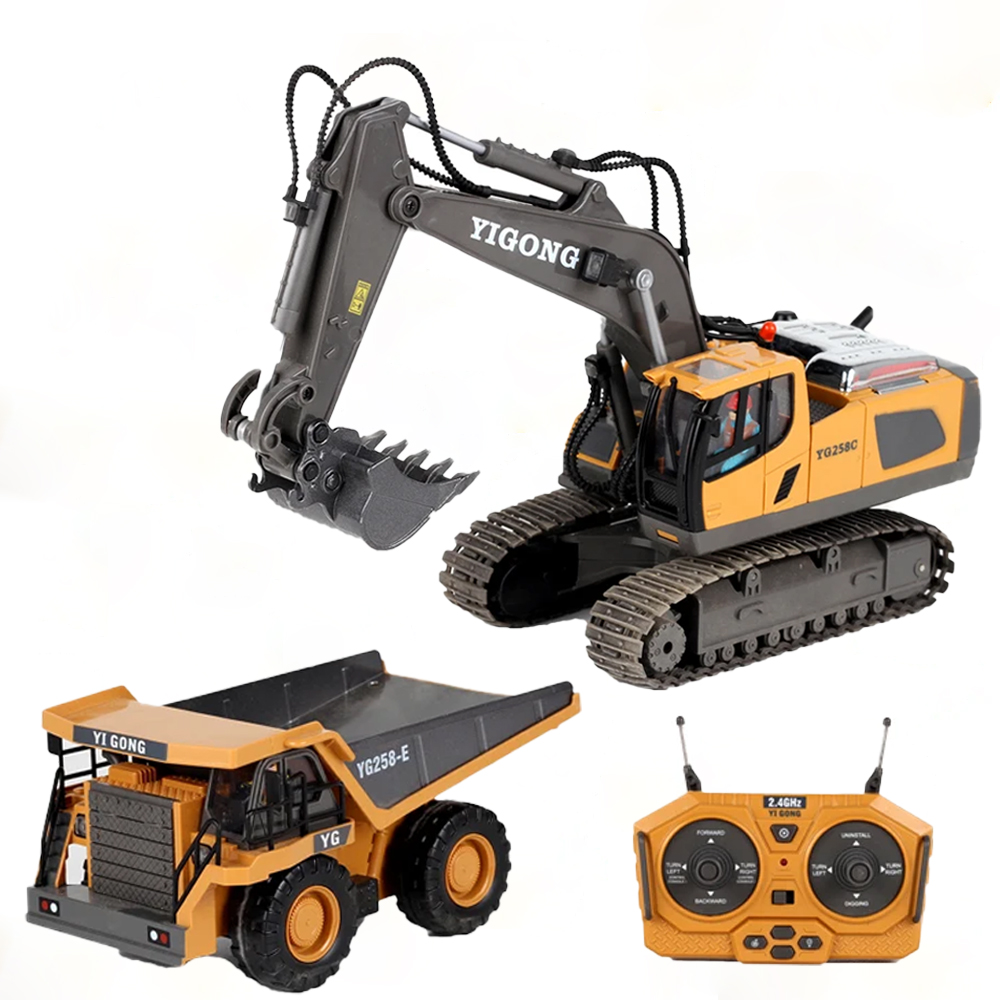 Model Kit Excavator - Полноприводный радиоуправляемый экскаватор-бульдозер-самосвал из сплава, электрическая